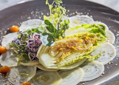 Rohkostcarpacio mit geröstetem Chicorée Salat